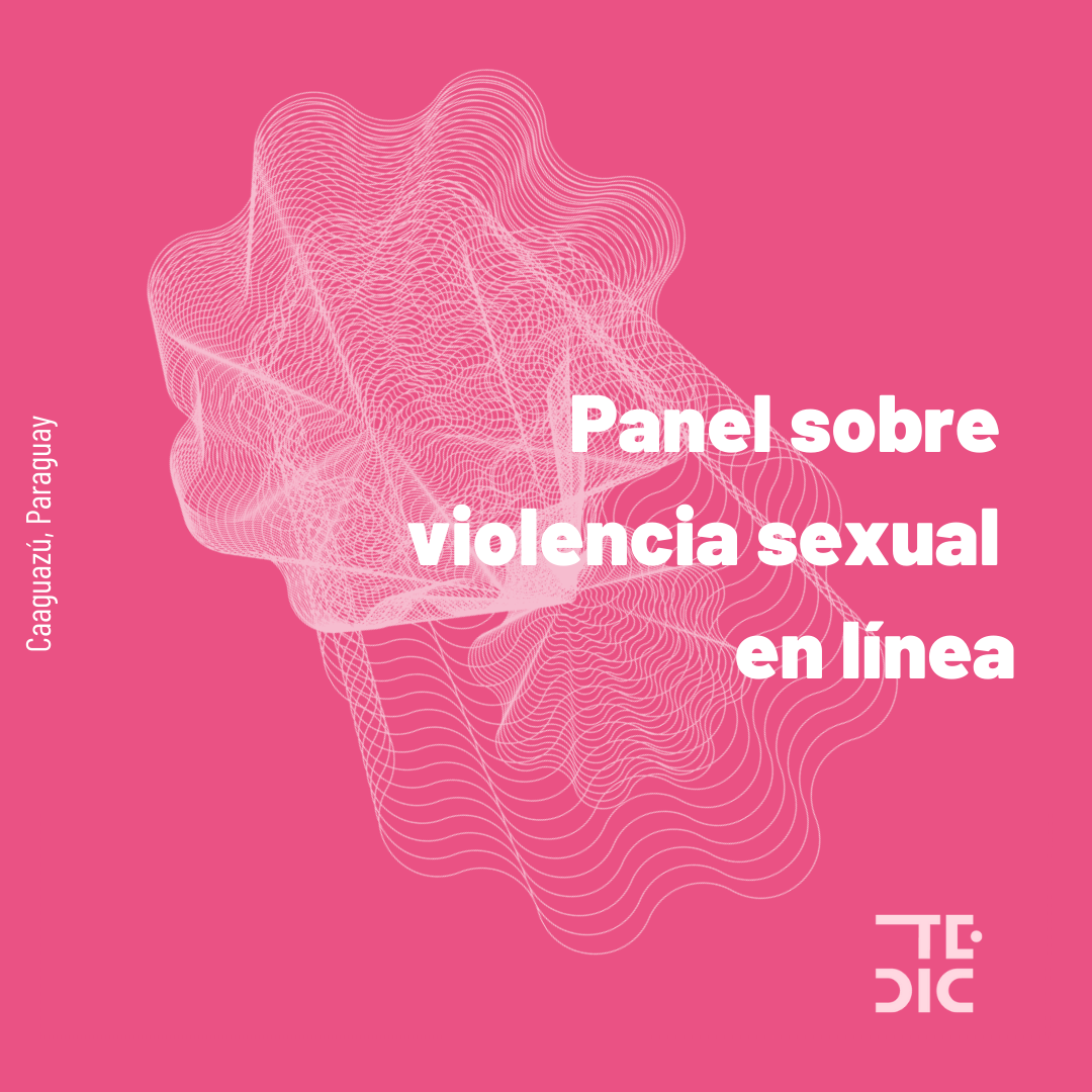 Placa y texto: panel sobre violencia sexual en línea