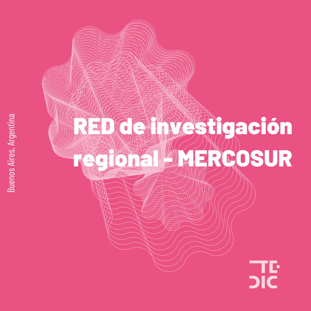 Placa con texto: RED de investigación regional - MERCOSUR