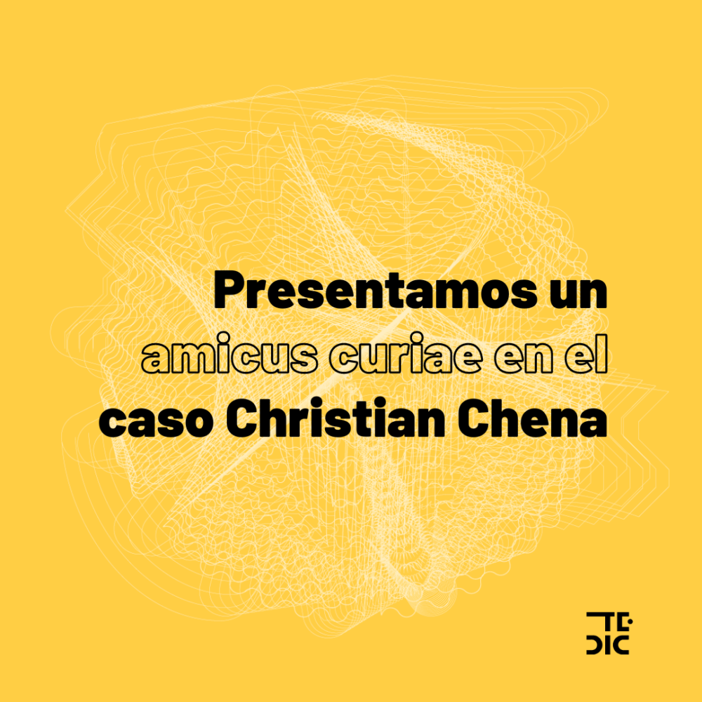 Placa y texto: Presentamos un amicus en el caso de Christian Chena