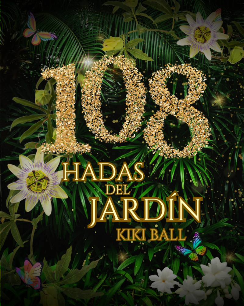 Placa: diseño de flores con texto 108 hadas del jardín kiki ball