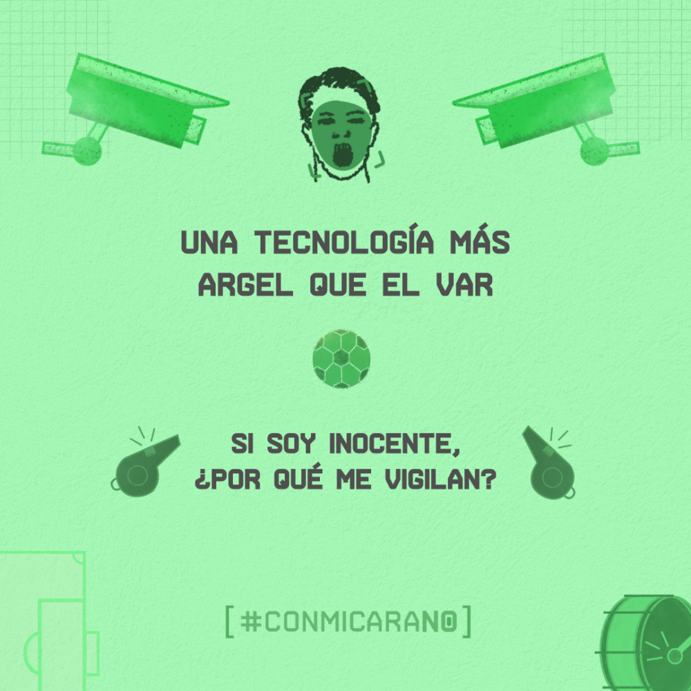 Flyer con fondo verde y texto "si soy inocente por qué me vigilan"?