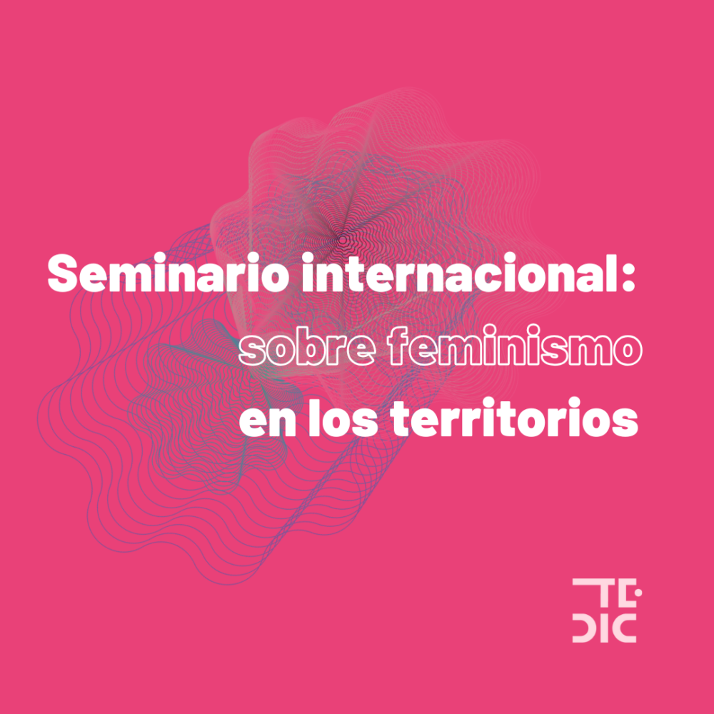 Placa con texto: seminario internacional sobre Feminismo en los territorios