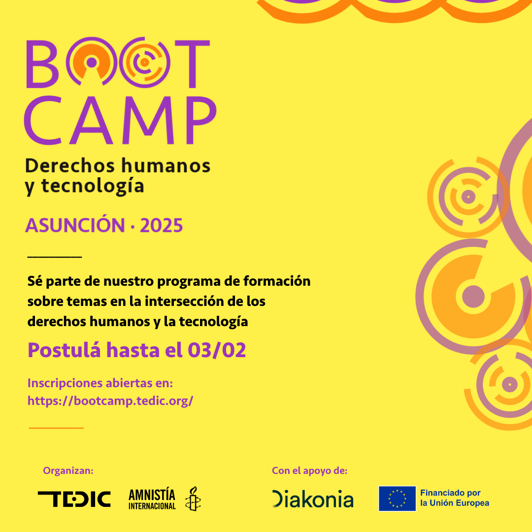 Flyer con fondo amarillo e información sobre bootcamp 2025.