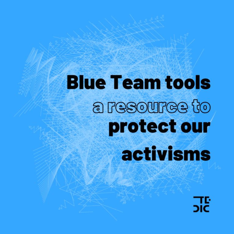 Flyer con fondo azul y texto: blue team tools