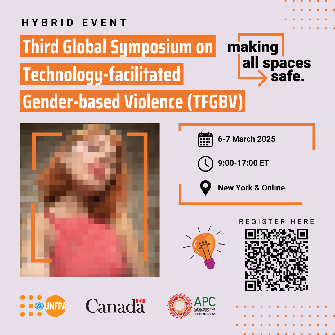 Flyer del evento "Third global symposium on technology-facilitated Gender-based Violence.